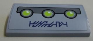 Lego Slope, Curved 2 x 4 x 2/3 with Bottom Tubes with 3 Green Lights and Alien Characters Pattern (Sticker) - Set 7065