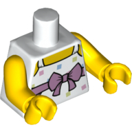 Lego Torso Dress, Pink Bow Print, Yellow Arms and Hands / White