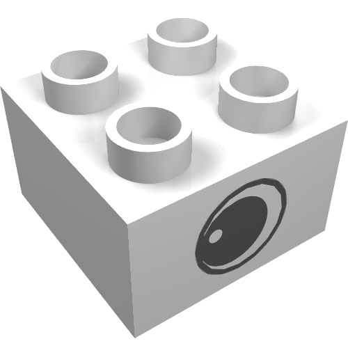 Lego Duplo Brick 2 x 2 with Eye with White Spot Print, on Two Sides - Type 1 / White