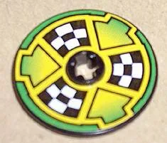 Technic, Disk 3 x 3 with Checkered Flags and Arrows on Green Pattern (Sticker) - Set 8241