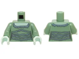 Torso Female Outline Light Aqua Skin and Dress with Gray Ruffles Pattern / Sand Green Arms / Light Aqua Hands