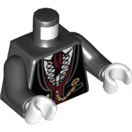 Torso, Jacket Formal with Dark Red Vest and Cravat Print, Black Arms, White Hands