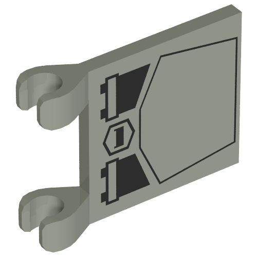 Lego Flag 2 x 2 Square [Thin Clips] with SW MINI AT-ST Print / Light Gray