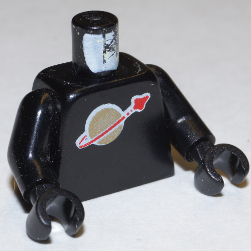 Lego Torso Classic Space Logo Print, Black Arms and Hands / Black