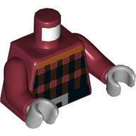 Lego Torso Pixelated Plaid and Belt Print, Dark Red Arms, Light Bluish Gray Hands / Dark Red