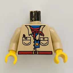 Torso, Shirt, Blue Neck, Red Bandana, Compass Print, Tan Arms, Yellow Hands