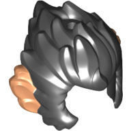 Lego Hair and Sideburns, Messy with Nougat Ears Pattern / Black