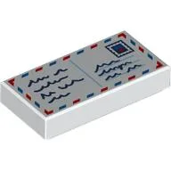 Tile 1 x 2 with Air Mail Letter Print / White