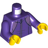 Lego Torso Tracksuit, Zipper Print, Dark Purple Arms, Yellow Hands / Dark Purple