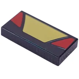 Tile 1 x 2 with Yellow Trapezoid, Red Triangles Print