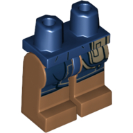 Lego Hips and Medium Nougat Legs with Dark Blue Coat and Tan Bag Print (Cassian Andor) / Dark Blue