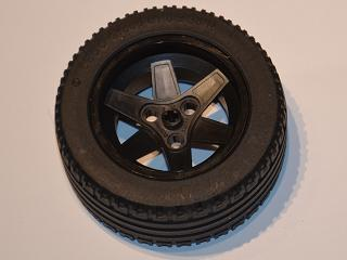 Lego Wheel 56mm D. x 34mm Technic Racing Medium, 3 Pin Holes with Black Tire 81.6 x 36 R Technic Straight Tread (44772 / x1825)