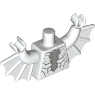 Torso with Bat Wings and Muscles, Light Bluish Grey Chest Hair Print, White Arms with Wings, White Hands / White