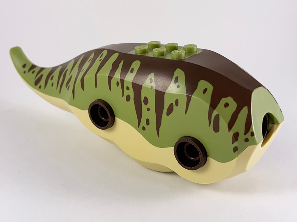 Lego Animal Body Part, Dinosaur, Triceratops Body with Reddish Brown Stripes / Tan