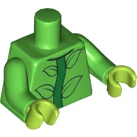 Torso, Flower Stem, Leaves Print, Bright Green Arms, Lime Hands / Bright Green