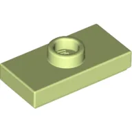 Plate Special 1 x 2 with 1 Stud with Groove and Inside Stud Holder (Jumper) / Yellowish Green