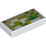Tile 1 x 2 with Minecraft Golem Skin Print / White