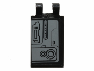 Lego Tile, Modified 2 x 3 with 2 Clips with SW Machinery Pattern Model Right Side (Sticker) - Set 75018
