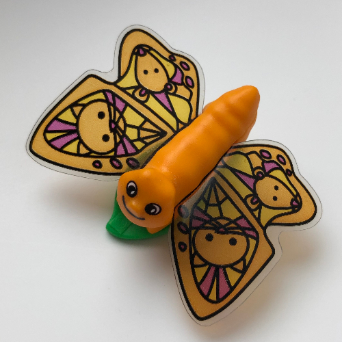 Lego Belville, Insect, Butterfly Large / Human Hair Clip, Cat/Mouse Wings Print / Medium Orange