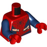 Lego Torso, Spider-Man Suit, Blue Panels, Black Spider, Tears print, Dark Blue Arms, Red Hands / Red