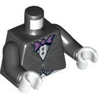 Lego Torso Formal Jacket with Lavender Bow Tie Print, Black Arms, White Hands / Black