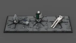 KLE Complex Lunar Expedition Lunar Base [1:110 Saturn V scale] LK-700 Lunar Lander, KLE lunar base element and Heavy Lunokhod lunar rover