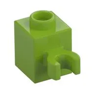Brick Special 1 x 1 with Clip Vertical [Open O Clip, Hollow Stud] / Lime