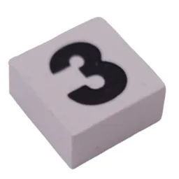 Modulex Tile 2 x 2 with Black '3' Print, without Internal Supports