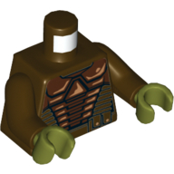 Lego Torso Neimoidian Warrior Armour Print, Dark Brown Arms, Olive Green Hands / Dark Brown