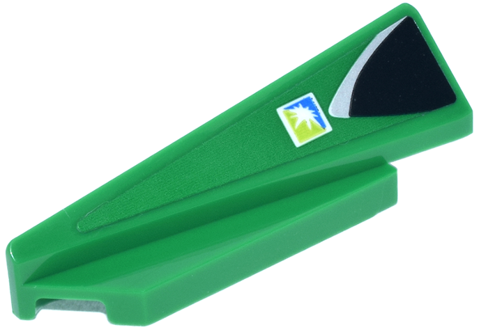 Lego Wedge 5 x 1 x 1 1/3 with 4 x 1 Base Left with Black and Silver Tinted Window and Square Aramco Logo Pattern (Sticker) - Set 76925