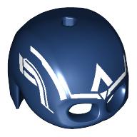 Lego Helmet / Mask, Top Hole (Captain America) with White Stripes, Triangle print / Dark Blue