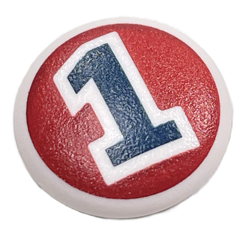 Lego Clikits Icon, Round 2 x 2 Large with Pin, Blue '1' Print