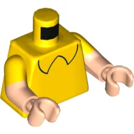 Torso, Dual Molded Arms, Shirt with Black Collar Print, Yellow Sleeves Pattern, Light Nougat Arms and Hands / Yellow