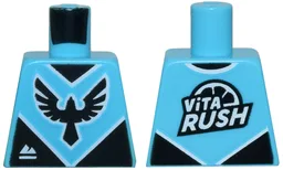 Torso Jersey with Black Bird Emblem and White 'ViTA RUSH' and Mountains Logo Pattern / Medium Azure