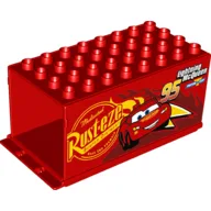 Duplo Truck / Semi-Tractor Container 4 x 8 x 3.5, with Lightning McQueen, and Rust-eze Logo (Mack) Print / Red