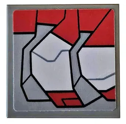 Tile, Modified 2 x 2 Inverted with Dark Red and Light Bluish Gray Armor Plates Pattern Model Left Side (Sticker) - Set 76104