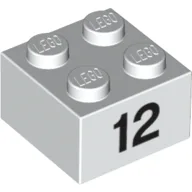 Brick 2 x 2 with Black "12" Print