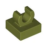 Tile Special 1 x 1 with Clip with Rounded Edges / Olive Green