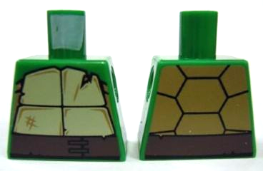 Lego Torso Tan and Dark Tan Turtle Shell with Crack, Dark Brown Belt Pattern