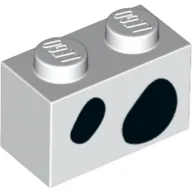 Brick 1 x 2 with Black Dalmatian Spot Print / White