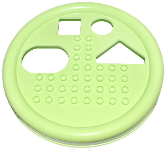 Lego Duplo Bowl Lid with Shapes Cutout / Yellowish Green