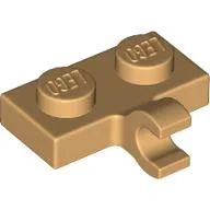 Plate Special 1 x 2 with Clip Horizontal on Side / Warm Tan