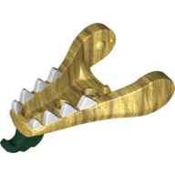 Creature Body Part, Dragon Head Lower Jaw with White Teeth, Dark Green Beard / Pearl Gold