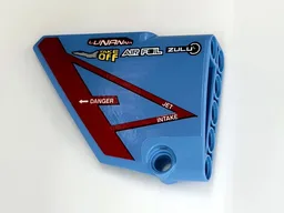 Technic, Panel Fairing #13 Large Short Smooth, Side A with Dark Red Triangle and White 'DANGER' 'JET INTAKE' with Logos Pattern (Sticker) - Set 42066