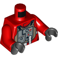 Lego Torso Rebel B-wing Pilot with Flight Suit Print, Red Arms, Black Hands / Red