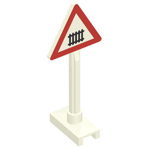Lego Road Sign Triangle with Level Crossing Small, Thick Print