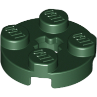 Lego Plate Round 2 x 2 with Axle Hole Type 1 (+ Opening) / Dark Green