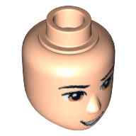 Lego Minidoll Head Male with Brown Eyes, Black Eyebrows and Open Smile Print
