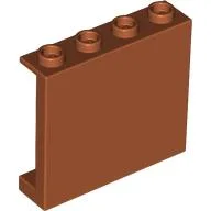 Panel 1 x 4 x 3 [Side Supports / Hollow Studs] / Dark Orange