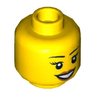 Minifig Head Princess, Peach Lips, Open Mouth Smile, Eyebrows, Smiling / Scared Print / Yellow